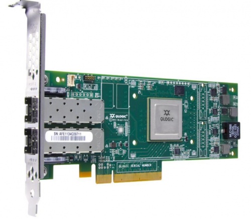 QLE2562-CK Qlogic 8Gbps dual-port Fibre Channel-to-x4/x8 PCI Express adapter, multi-mode optic