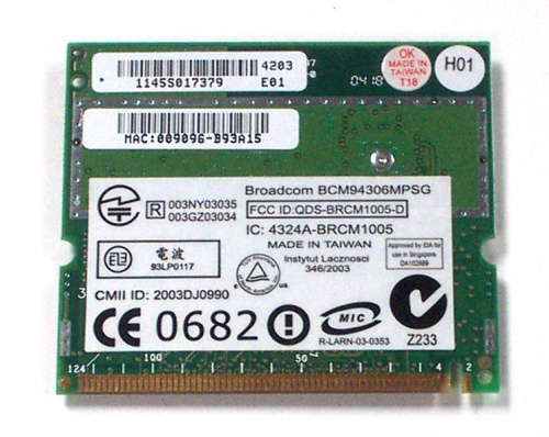 M4479 Модуль WiFi Dell TrueMobile 1350 (Broadcom) DW1350 BCM94306MPSG 802.11b/g 54Mbit/s miniPCI