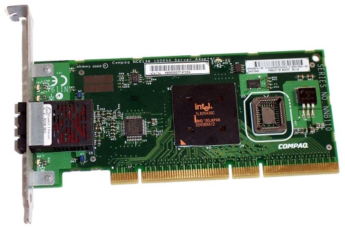 209816-001 Контроллер HP NC6136 Gigabit server 1000Base SX network interface card (NIC) - 32/64-bit, 66MHz - Has one external fiber-optic duplex SC port and two indicator LEDs - Occupies one PCI 2.2 slot